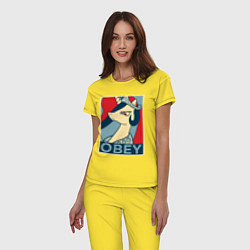 Пижама хлопковая женская Trixie OBEY, цвет: желтый — фото 2