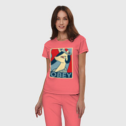 Пижама хлопковая женская Trixie OBEY, цвет: коралловый — фото 2