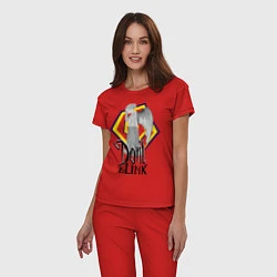 Пижама хлопковая женская Don't blink, цвет: красный — фото 2