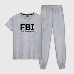 Пижама хлопковая женская ФБР,Инспектор женского тела, цвет: меланж