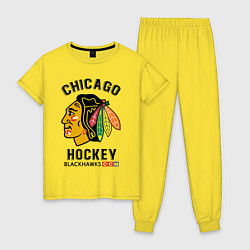 Пижама хлопковая женская CHICAGO BLACKHAWKS NHL, цвет: желтый