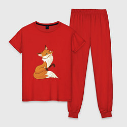 Пижама хлопковая женская Хитрая лиса, цвет: красный