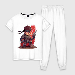 Пижама хлопковая женская Solid Snake, цвет: белый