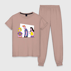 Пижама хлопковая женская Неверный парень мем, цвет: пыльно-розовый