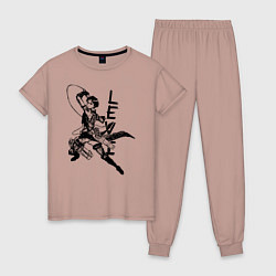 Пижама хлопковая женская Атака на титанов, цвет: пыльно-розовый