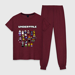 Пижама хлопковая женская UNDERTALE, цвет: меланж-бордовый