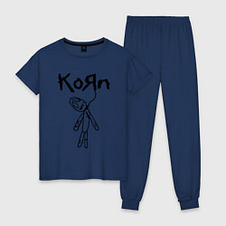 Пижама хлопковая женская Korn, цвет: тёмно-синий