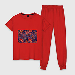 Пижама хлопковая женская Ornament-$, цвет: красный