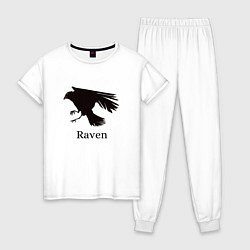 Пижама хлопковая женская Raven, цвет: белый