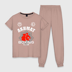 Пижама хлопковая женская Akhmat Fight Club, цвет: пыльно-розовый