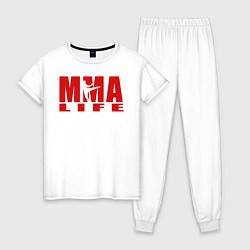 Пижама хлопковая женская MMA, цвет: белый