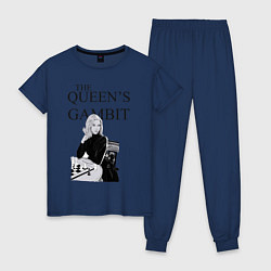 Пижама хлопковая женская The queens gambit, цвет: тёмно-синий