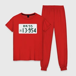 Пижама хлопковая женская Initial D Номер, цвет: красный