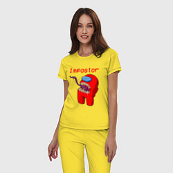 Пижама хлопковая женская AMONG US - IMPOSTOR, цвет: желтый — фото 2