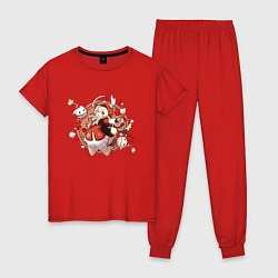 Пижама хлопковая женская GENSHIN IMPACT, цвет: красный