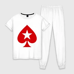 Пижама хлопковая женская Покер Пики Poker Stars, цвет: белый