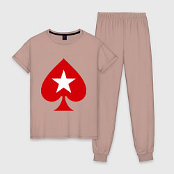 Пижама хлопковая женская Покер Пики Poker Stars, цвет: пыльно-розовый