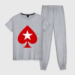 Пижама хлопковая женская Покер Пики Poker Stars, цвет: меланж