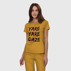 Пижама хлопковая женская YARE YARE DAZE, цвет: горчичный — фото 2