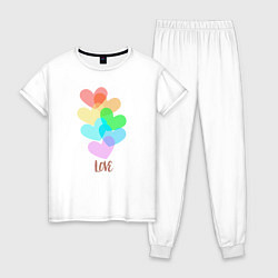 Пижама хлопковая женская Love, цвет: белый