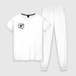 Пижама хлопковая женская Сердце, цвет: белый
