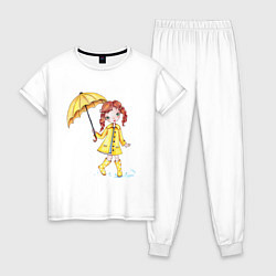 Пижама хлопковая женская Дождливая погода, цвет: белый