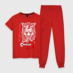 Пижама хлопковая женская CYBERPUNK 2077, цвет: красный
