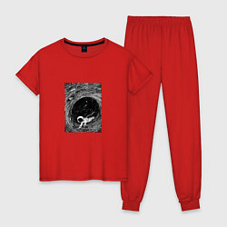 Пижама хлопковая женская Чёрная дыра, цвет: красный