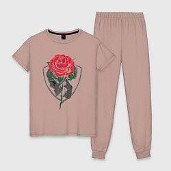 Пижама хлопковая женская Skull&Rose, цвет: пыльно-розовый