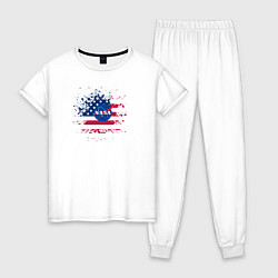 Пижама хлопковая женская NASA, цвет: белый