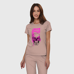 Пижама хлопковая женская Skull Hooligan, цвет: пыльно-розовый — фото 2