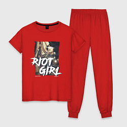 Пижама хлопковая женская Riot girl, цвет: красный