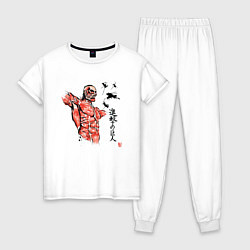 Пижама хлопковая женская Атака Титанов, цвет: белый