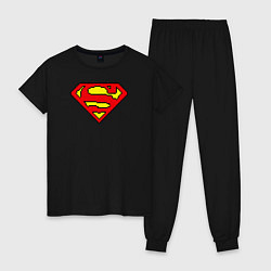 Пижама хлопковая женская Superman 8 bit, цвет: черный
