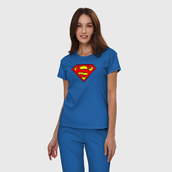 Пижама хлопковая женская Superman 8 bit цвета синий — фото 2
