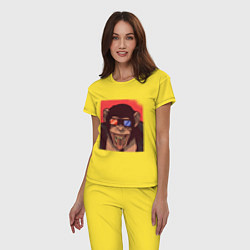 Пижама хлопковая женская Обезьяна в 3D очках, цвет: желтый — фото 2