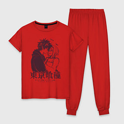 Пижама хлопковая женская Токийский гуль - Shut up Hehe, цвет: красный