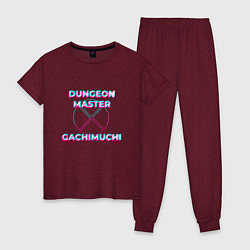 Пижама хлопковая женская Гачи Dungeon Master Glitch, цвет: меланж-бордовый