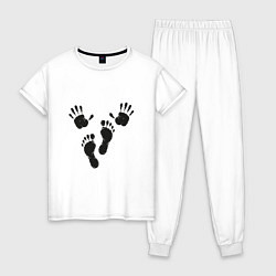 Пижама хлопковая женская Руки-ноги, цвет: белый