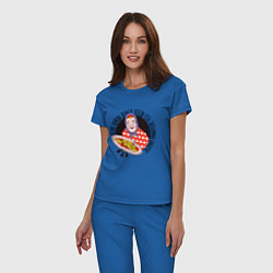 Пижама хлопковая женская Любимая Бабуля с едой, цвет: синий — фото 2