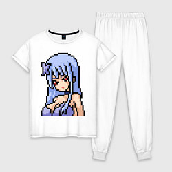 Пижама хлопковая женская Pixel art anime girl, цвет: белый