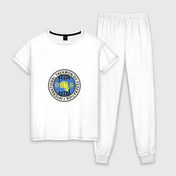 Пижама хлопковая женская Тхэквондо ИТФ Taekwondo ITF, цвет: белый