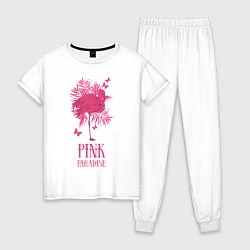 Пижама хлопковая женская Pink paradise, цвет: белый