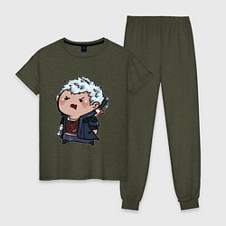 Пижама хлопковая женская Baby Nero, цвет: меланж-хаки