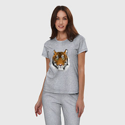 Пижама хлопковая женская Тигр, цвет: меланж — фото 2