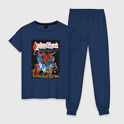 Пижама хлопковая женская Judas Priest FIGHT, цвет: тёмно-синий