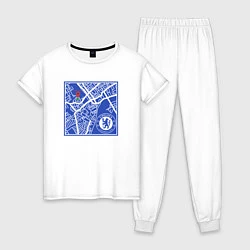 Пижама хлопковая женская FC Chelsea Stamford Bridge, цвет: белый