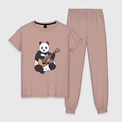 Пижама хлопковая женская Панда гитарист Panda Guitar, цвет: пыльно-розовый