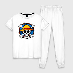 Пижама хлопковая женская Пиратский знак из One Piece, цвет: белый