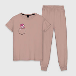 Пижама хлопковая женская Pinkie Dance в кармане, цвет: пыльно-розовый